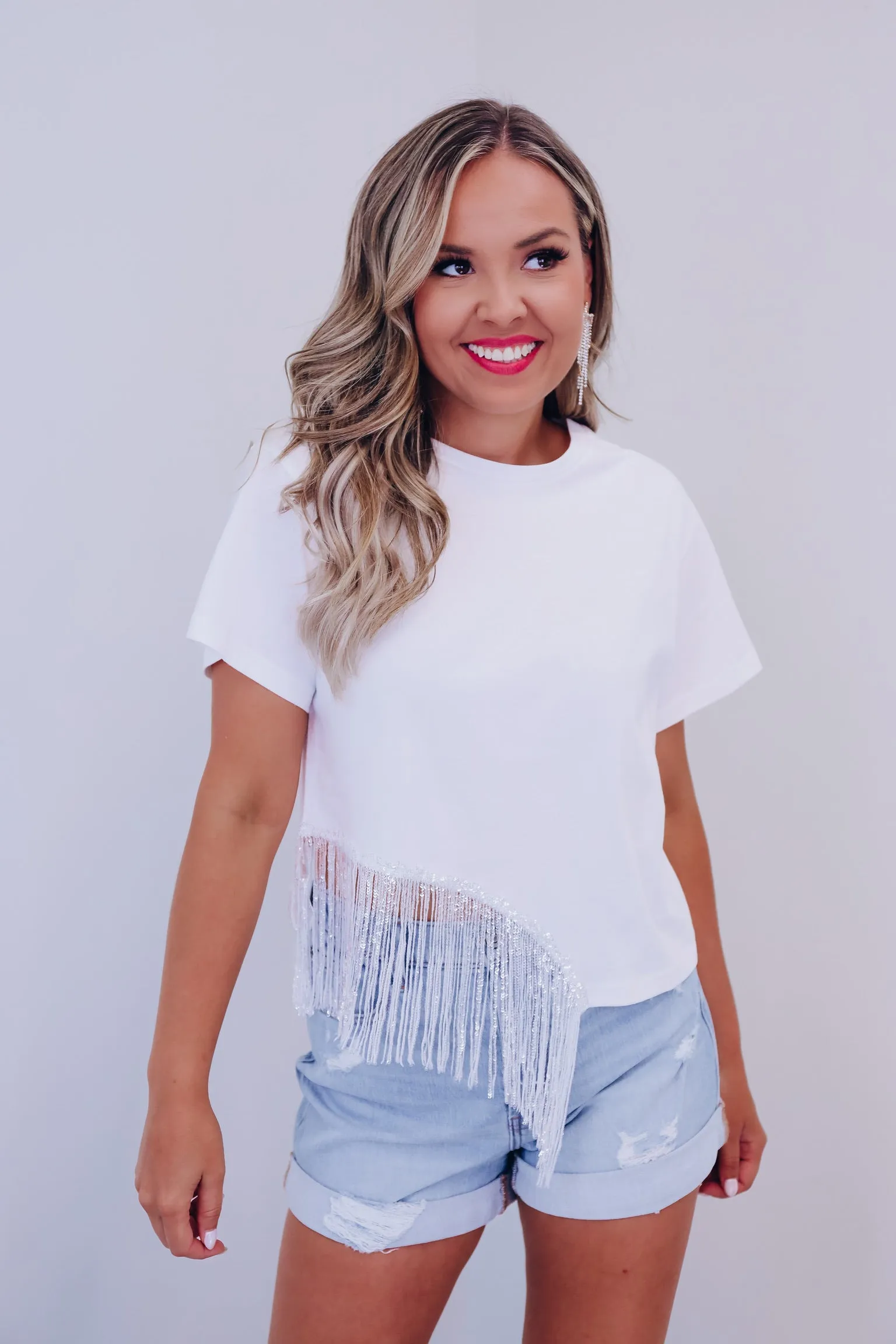 On The Border Fringe Crop Top - White!