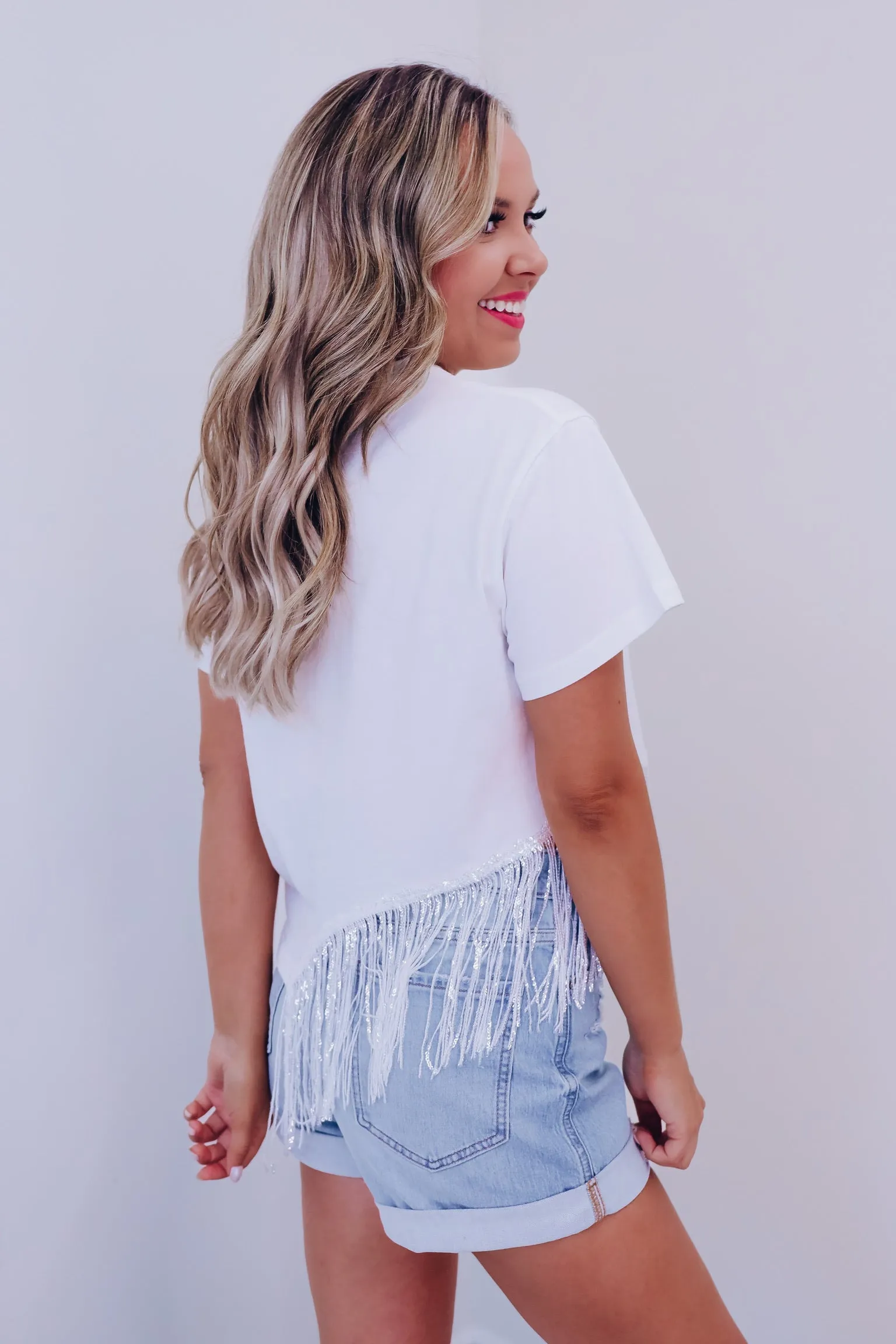 On The Border Fringe Crop Top - White!