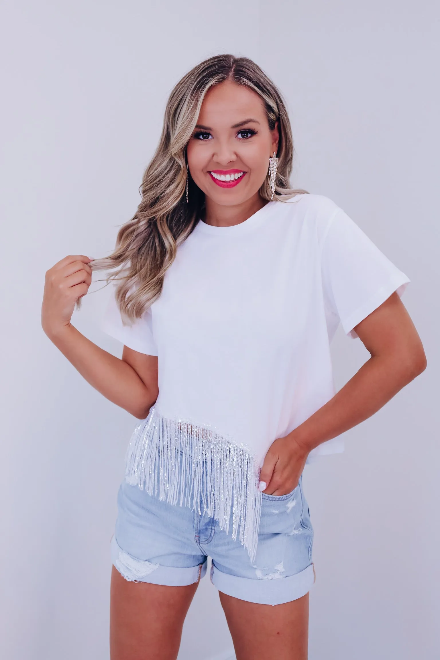 On The Border Fringe Crop Top - White!