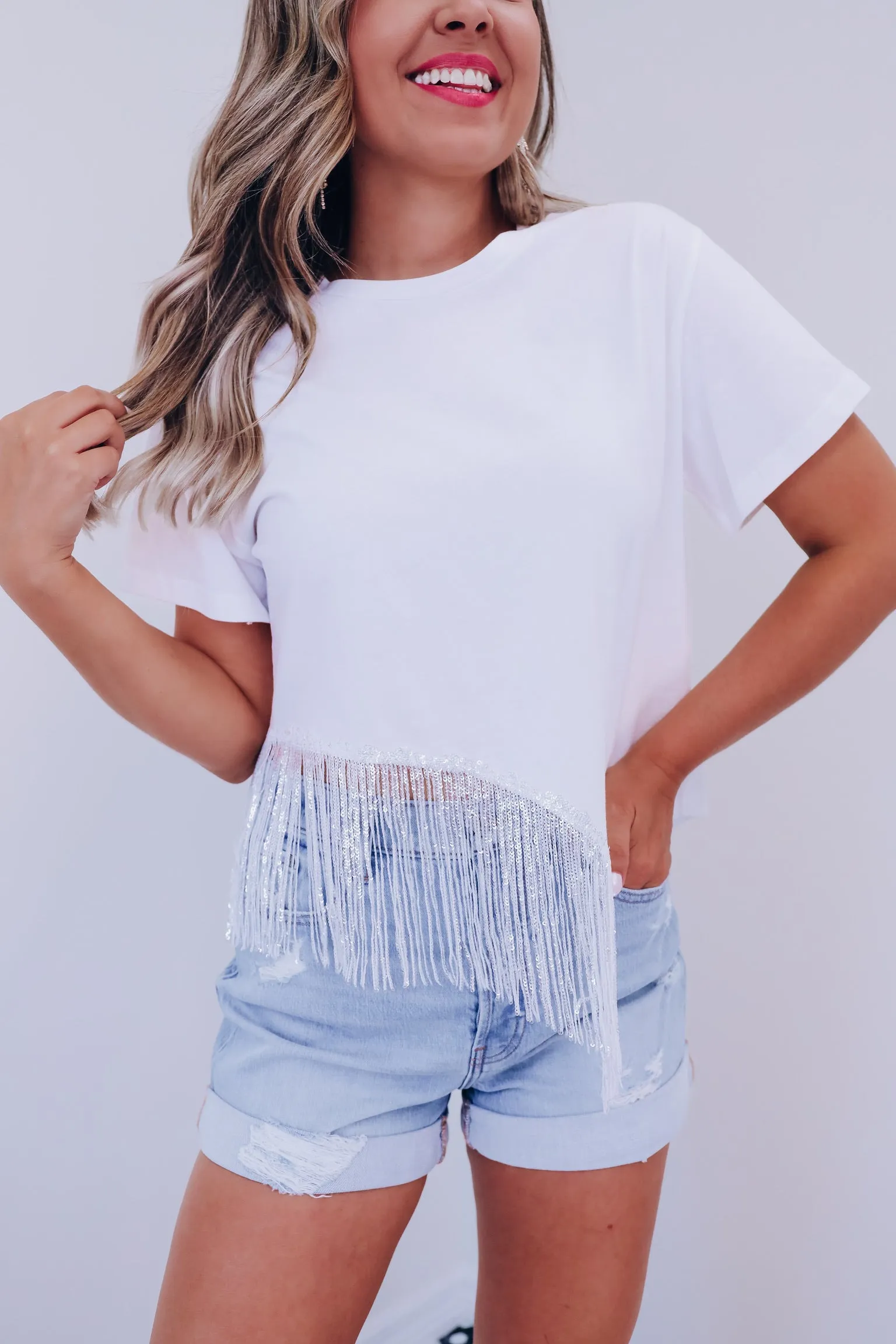 On The Border Fringe Crop Top - White!