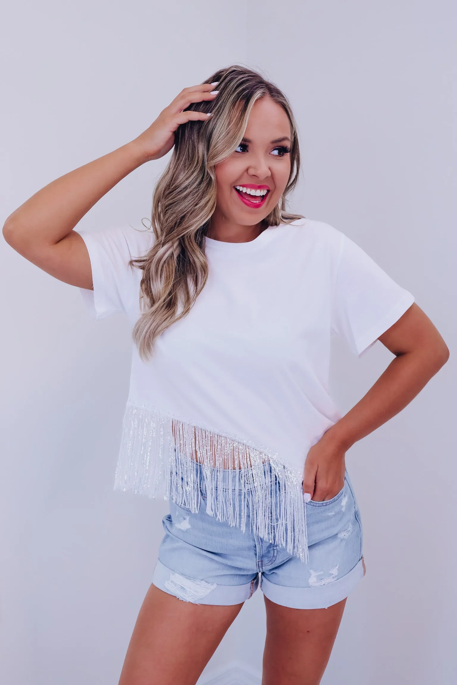 On The Border Fringe Crop Top - White!