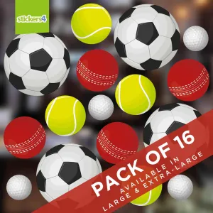 Pack of 16 Sports Balls Window Stickers