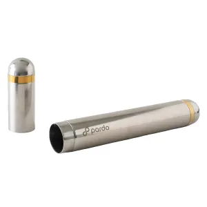 Pardo Cigar Tube - Stainless Steel PortableTravel Case - Large Ring Gauge Cigars (Silver