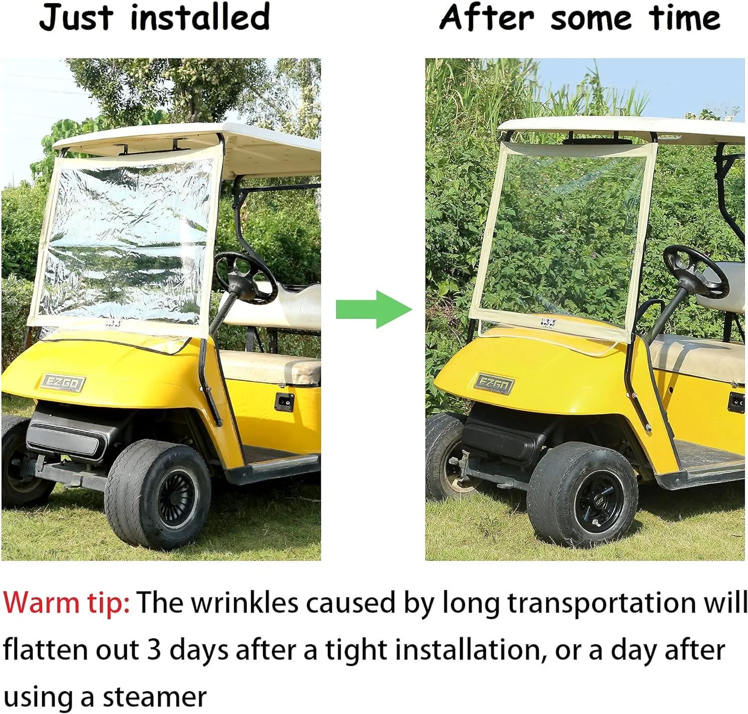 Portable Golf Cart Windshield Foldable PVC for EZGO TXT - 10L0L