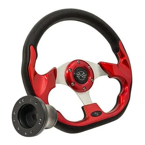 Red Club Sport Golf Cart Steering Wheel - 12.5"