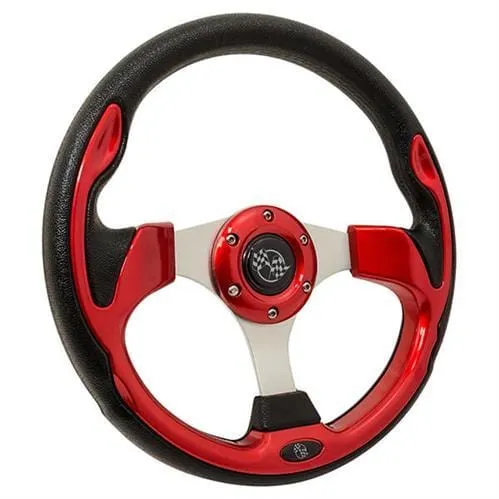 Red Rally Golf Cart Steering Wheel - 12.5"