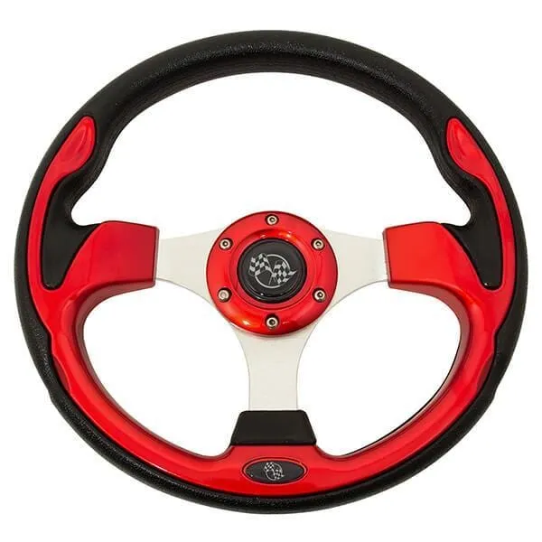 Red Rally Golf Cart Steering Wheel - 12.5"