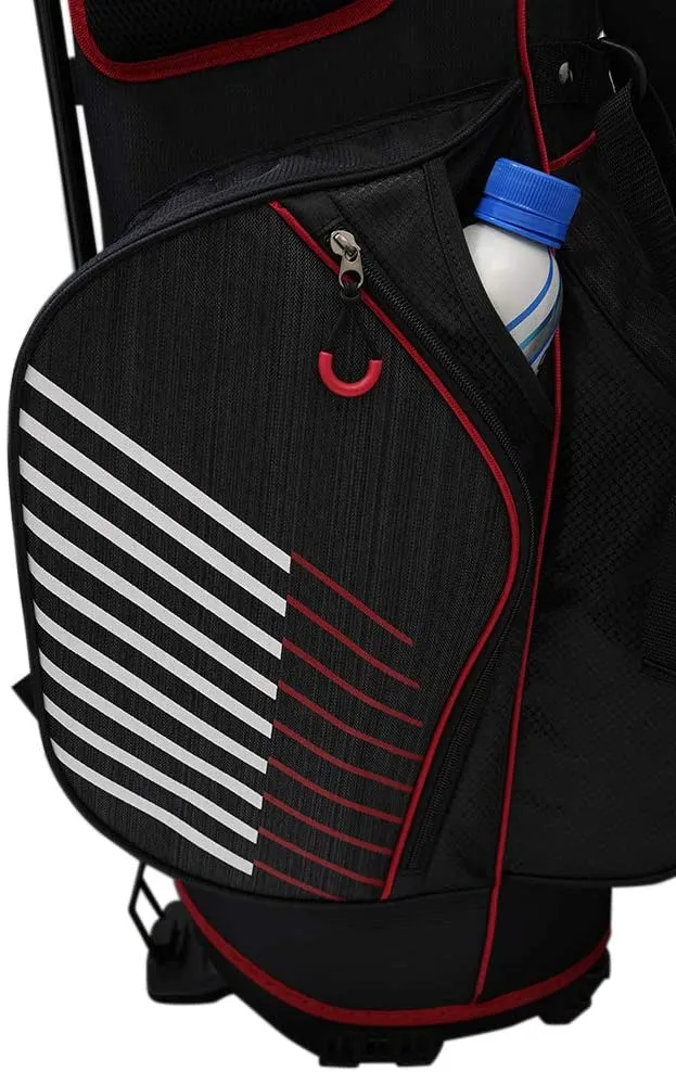 Rife Golf Black Red Gray Stand Bag 9 inch, 7-Way Friendly Separator Top