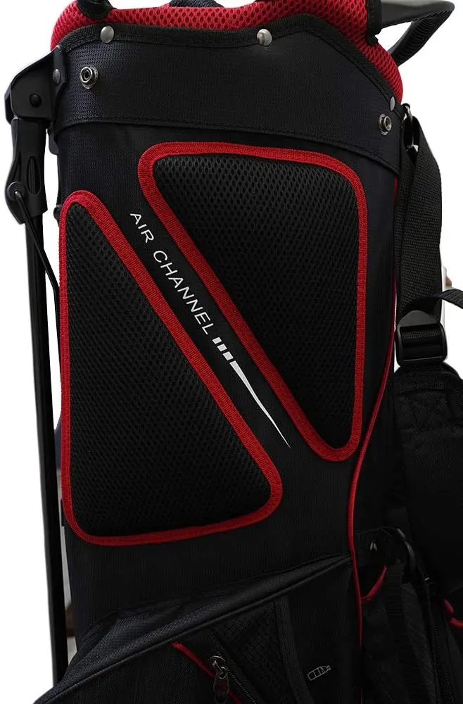 Rife Golf Black Red Gray Stand Bag 9 inch, 7-Way Friendly Separator Top