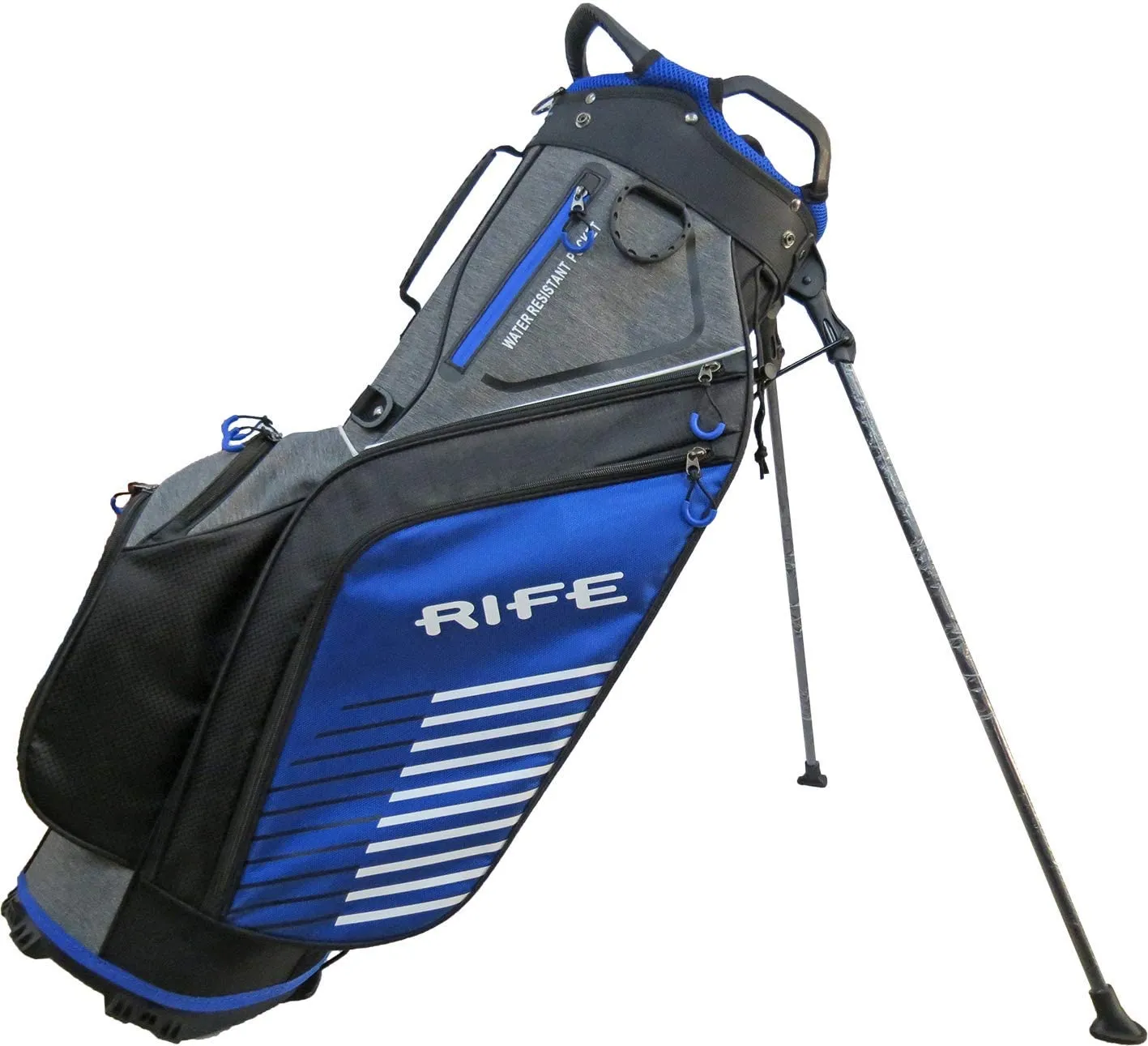 Rife Golf Blue Black Gray Stand Bag 9 inch, 7-Way Friendly Separator Top