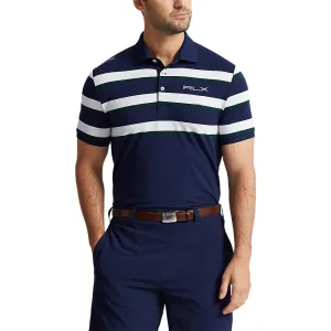 RLX Ralph Lauren Performance Pique Golf Shirts - French Navy/White Multi