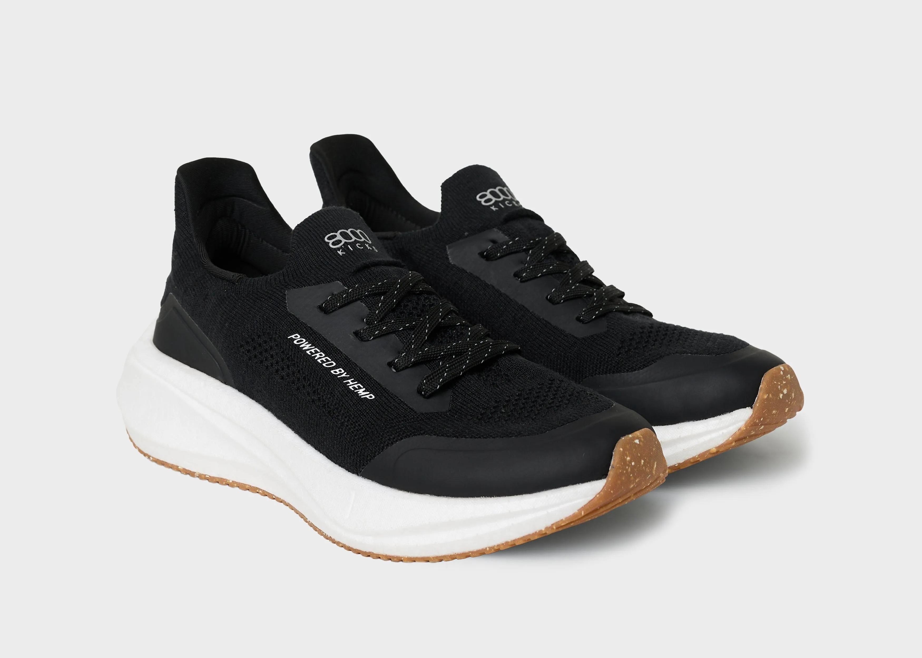 Runners Women's Hemp Leather Trainers | Black & White