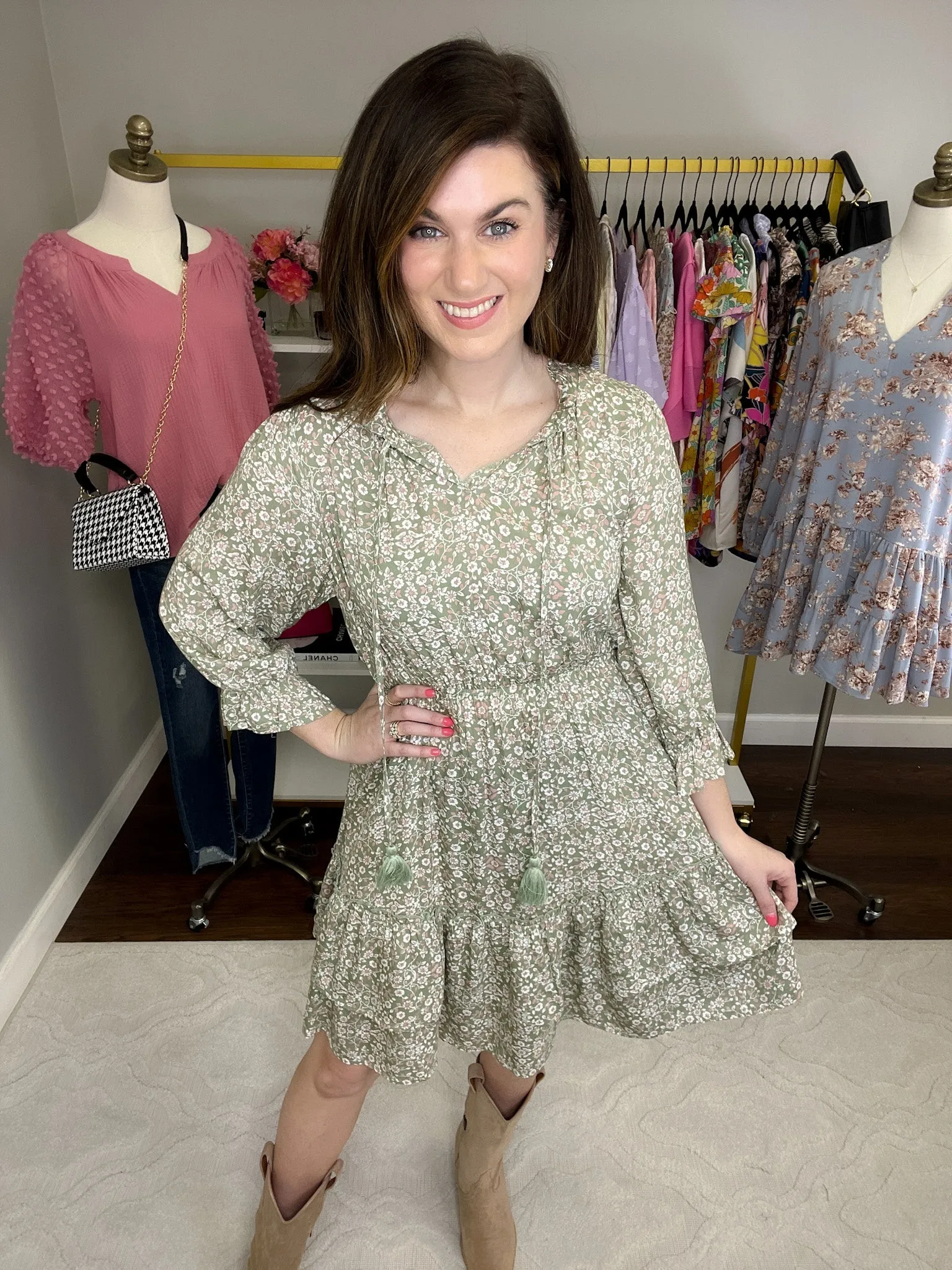 SALE! Just Met Dress in Sage