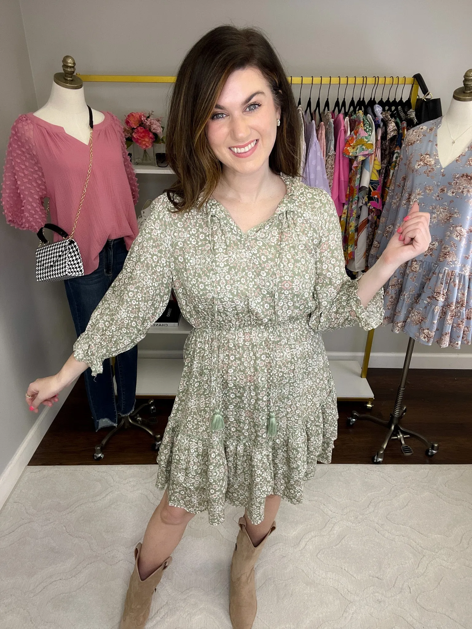 SALE! Just Met Dress in Sage