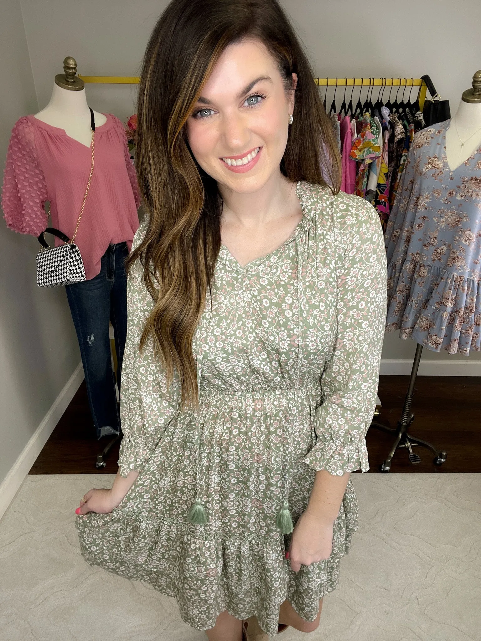 SALE! Just Met Dress in Sage