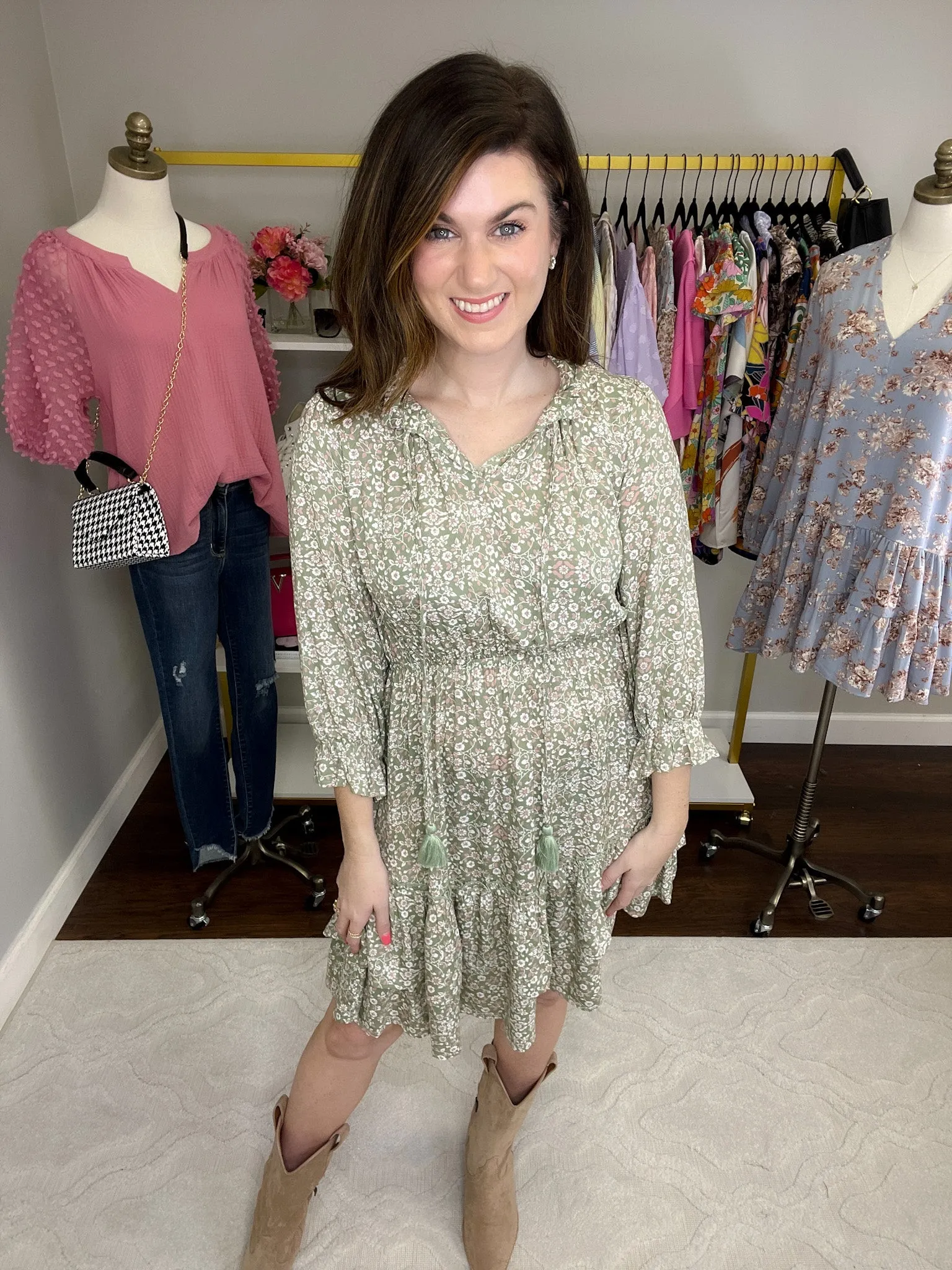 SALE! Just Met Dress in Sage