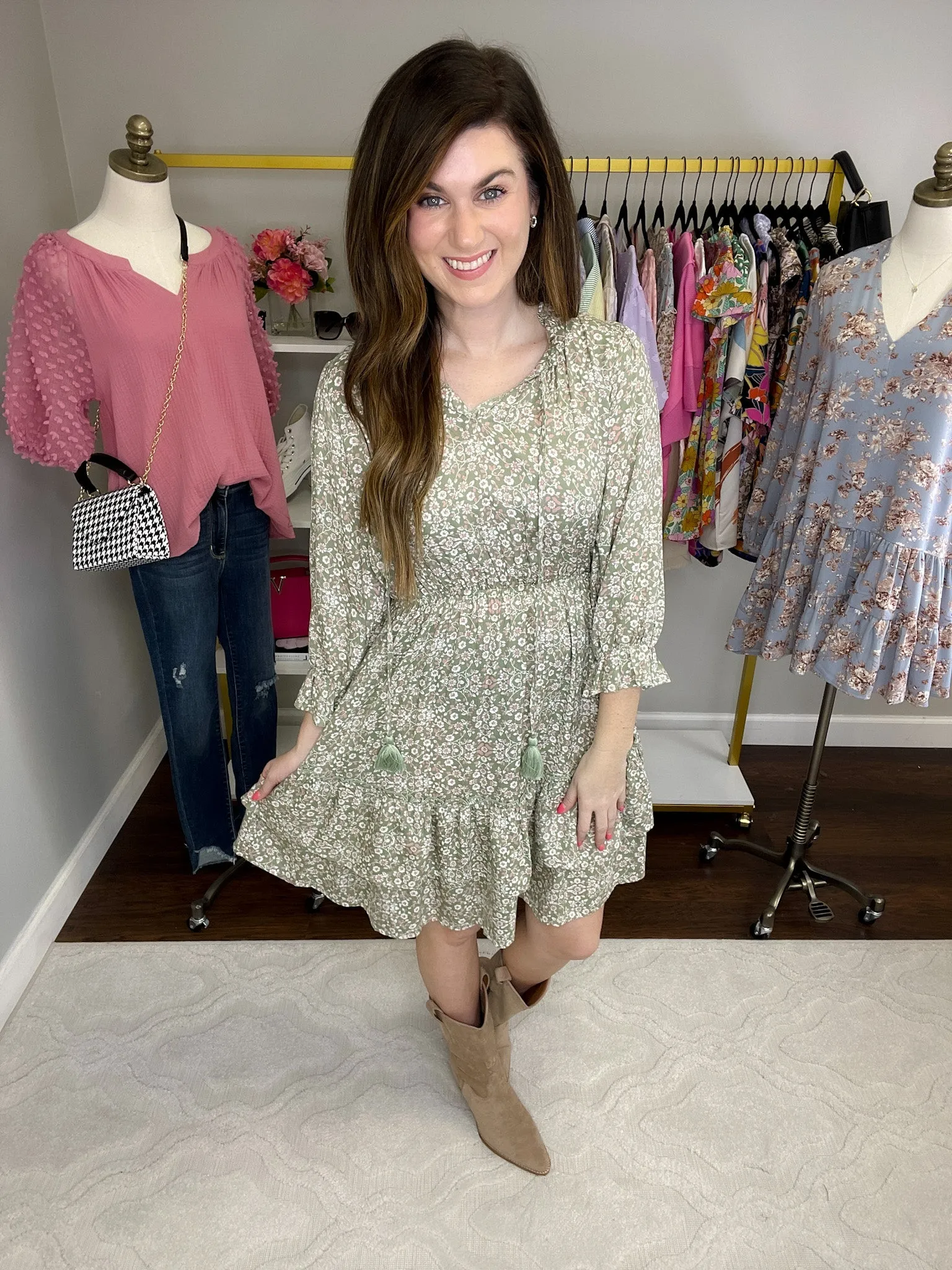 SALE! Just Met Dress in Sage