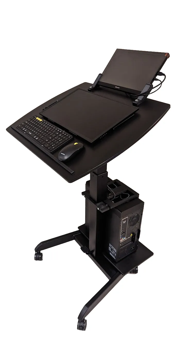 Smart Cart™ Rolling Podium Lectern with Tilting Table and Monitor