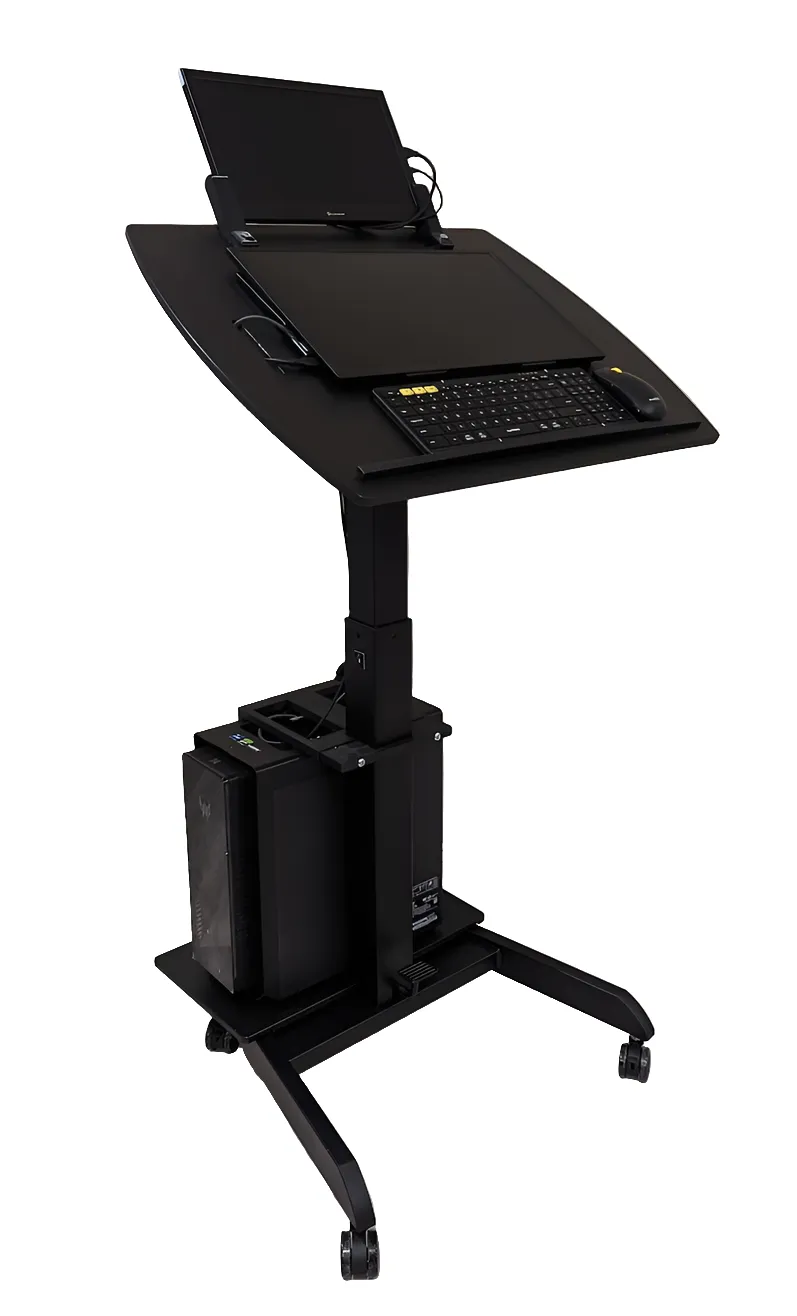 Smart Cart™ Rolling Podium Lectern with Tilting Table and Monitor