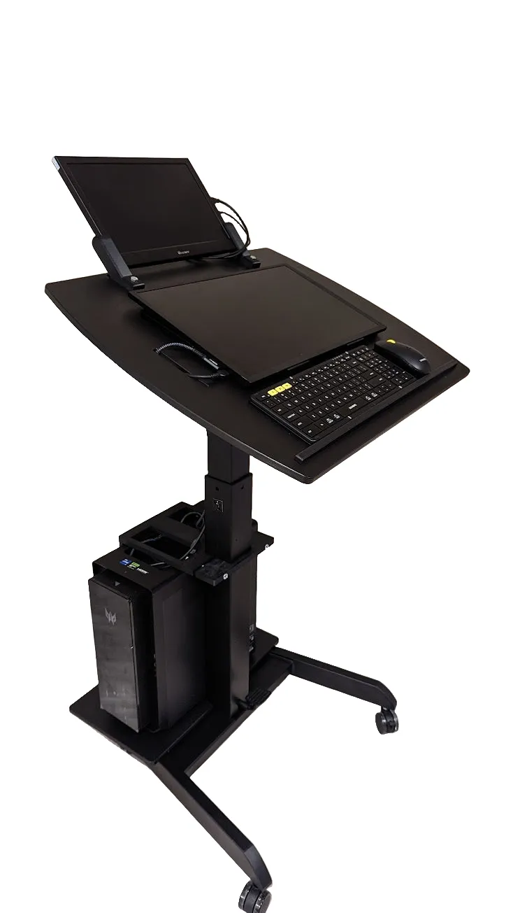 Smart Cart™ Rolling Podium Lectern with Tilting Table and Monitor