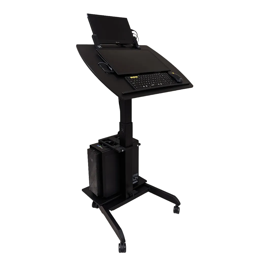 Smart Cart™ Rolling Podium Lectern with Tilting Table and Monitor