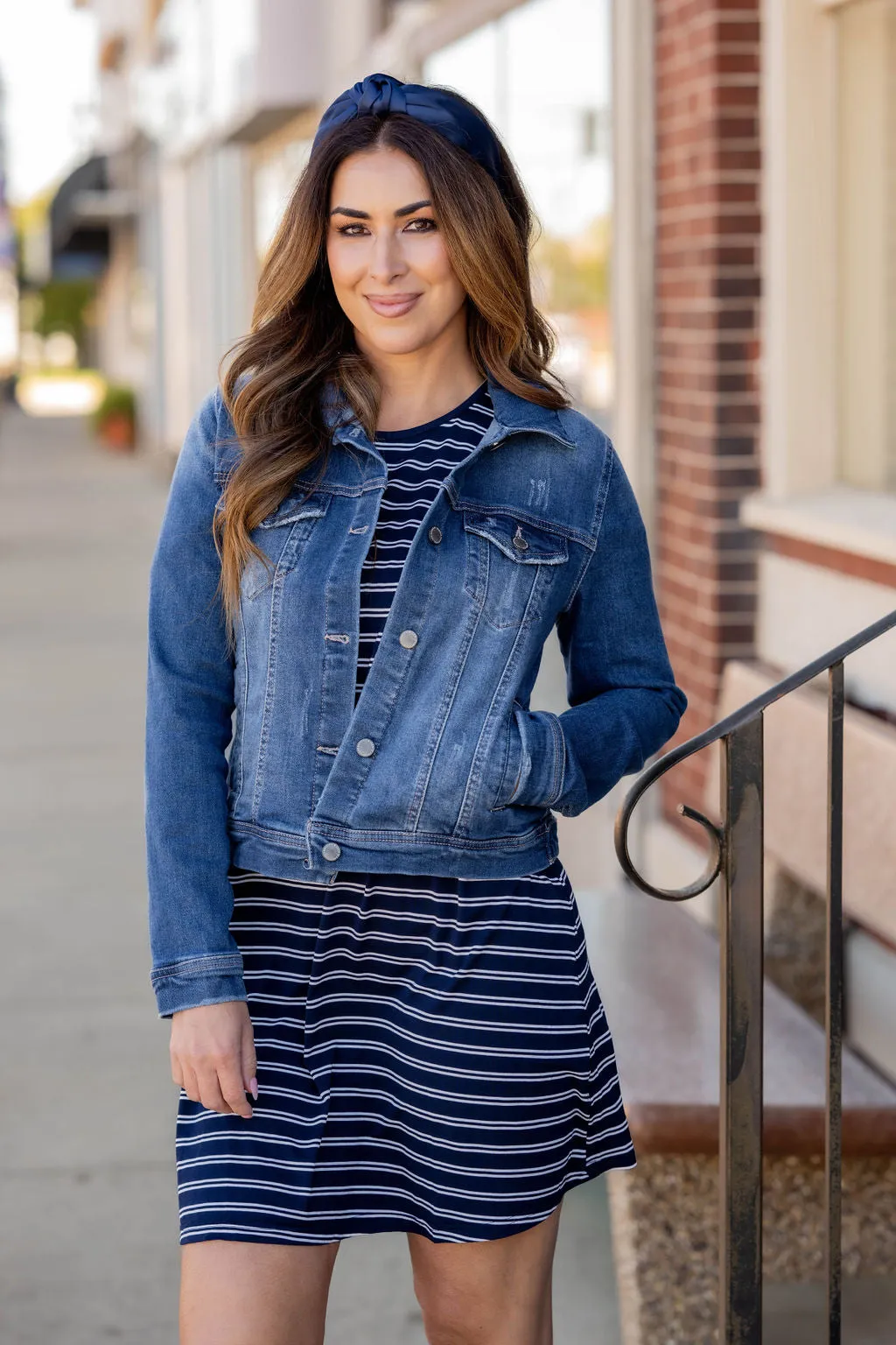 Striped Dual Bell Sleeve Dress