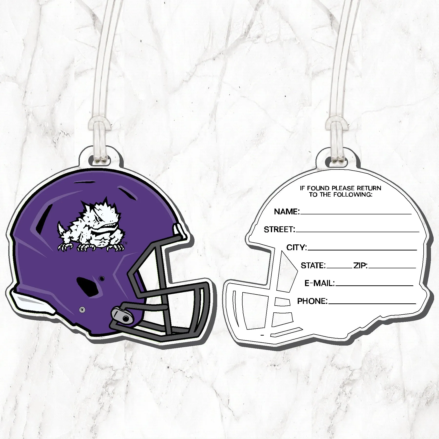 TCU Football Helmet Luggage Tag