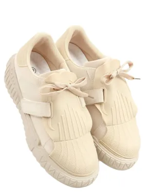 TEEK - Cream Laced Solid Ip Moccasin Sneakers