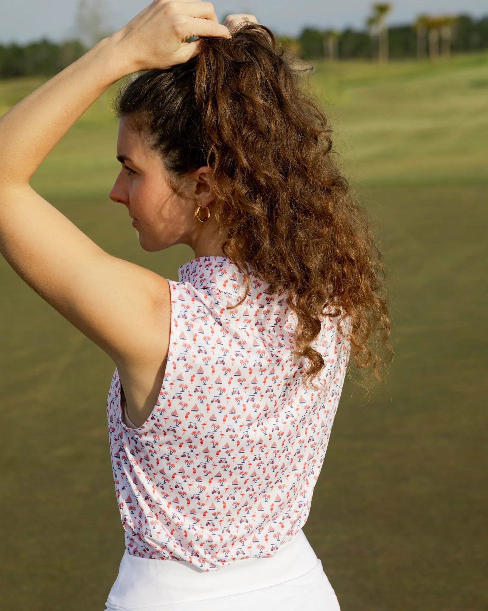 The Afternoon Round - Americana - Ladies Sleeveless Golf Polo