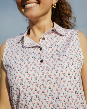 The Afternoon Round - Americana - Ladies Sleeveless Golf Polo