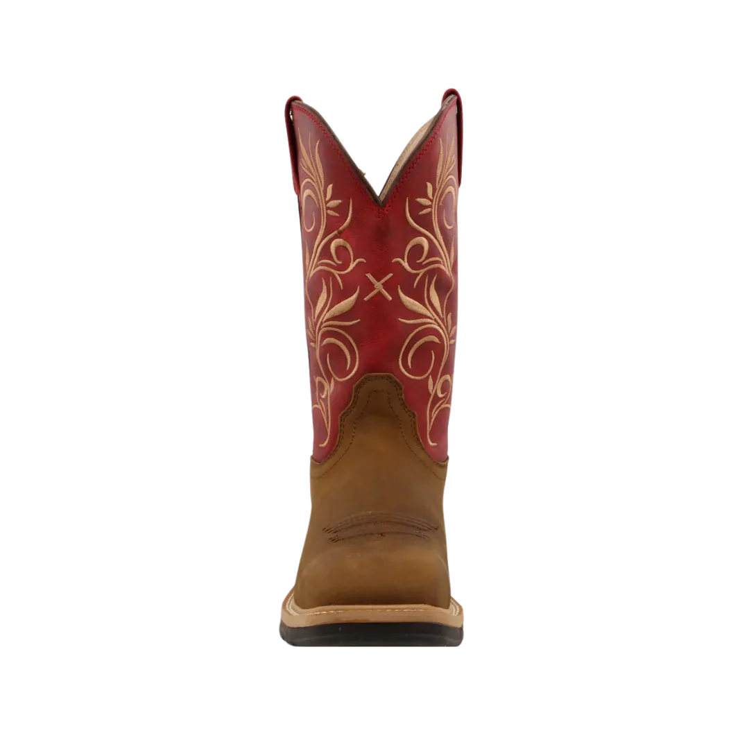 Twisted X Women's 11 Western Work Distressed Latigo & Red Boots