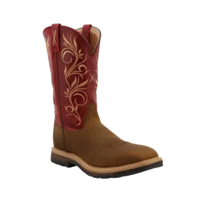 Twisted X Women's 11 Western Work Distressed Latigo & Red Boots