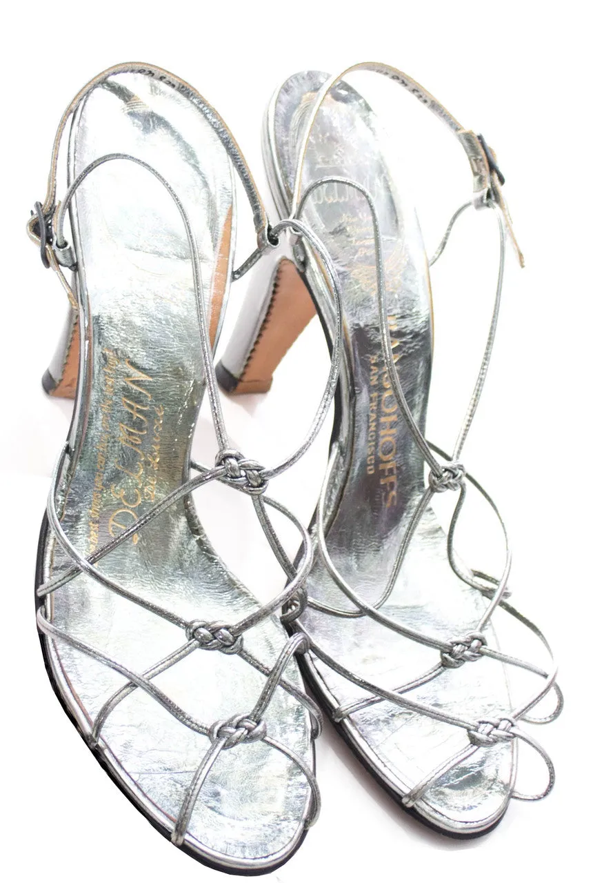 Vintage Delman De Luxe metallic strappy sandal party heels 7 or 7.5 M