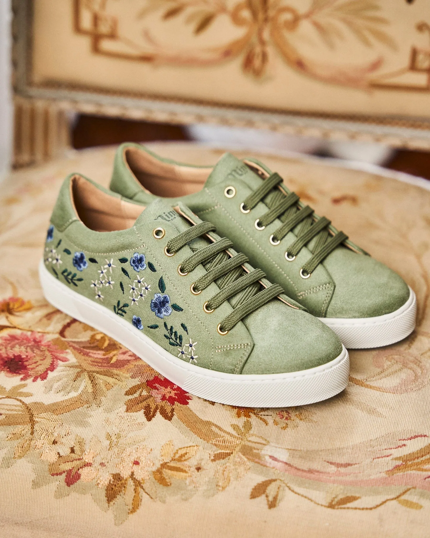 Virevolte Vegan Recycled Grain Suede Sneakers | Sage