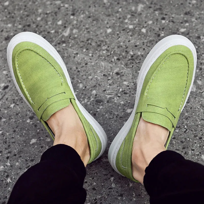 Wiaofellas  -  Autumn Men's Loafers Fashion Green Casual Shoes Men's Walking Shoes Driving Shoes Versatile Thick Sole Shoes Free Delivery