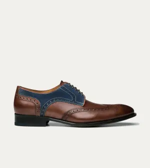 Wingtip Brown Antique & Blue Suede