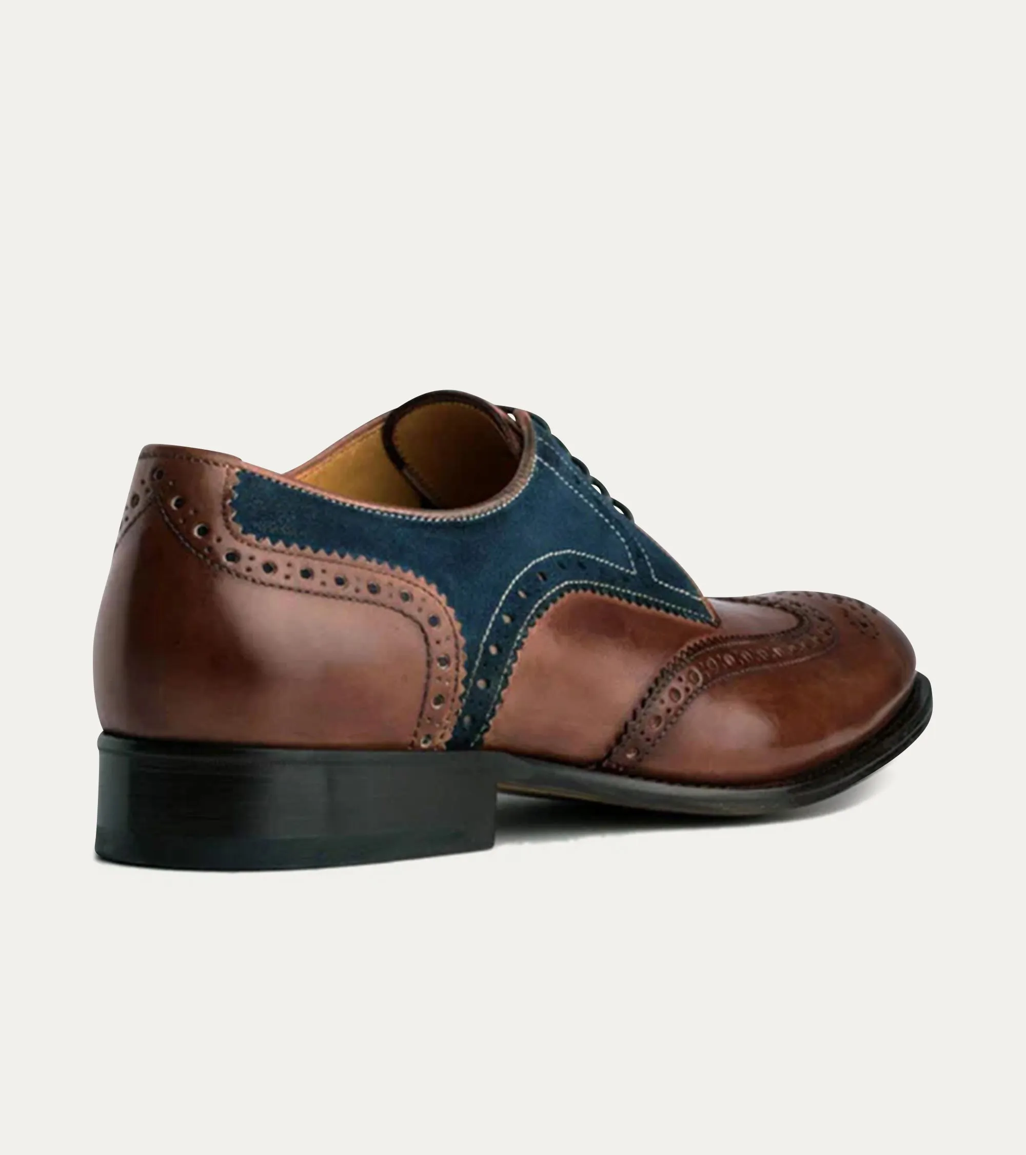 Wingtip Brown Antique & Blue Suede