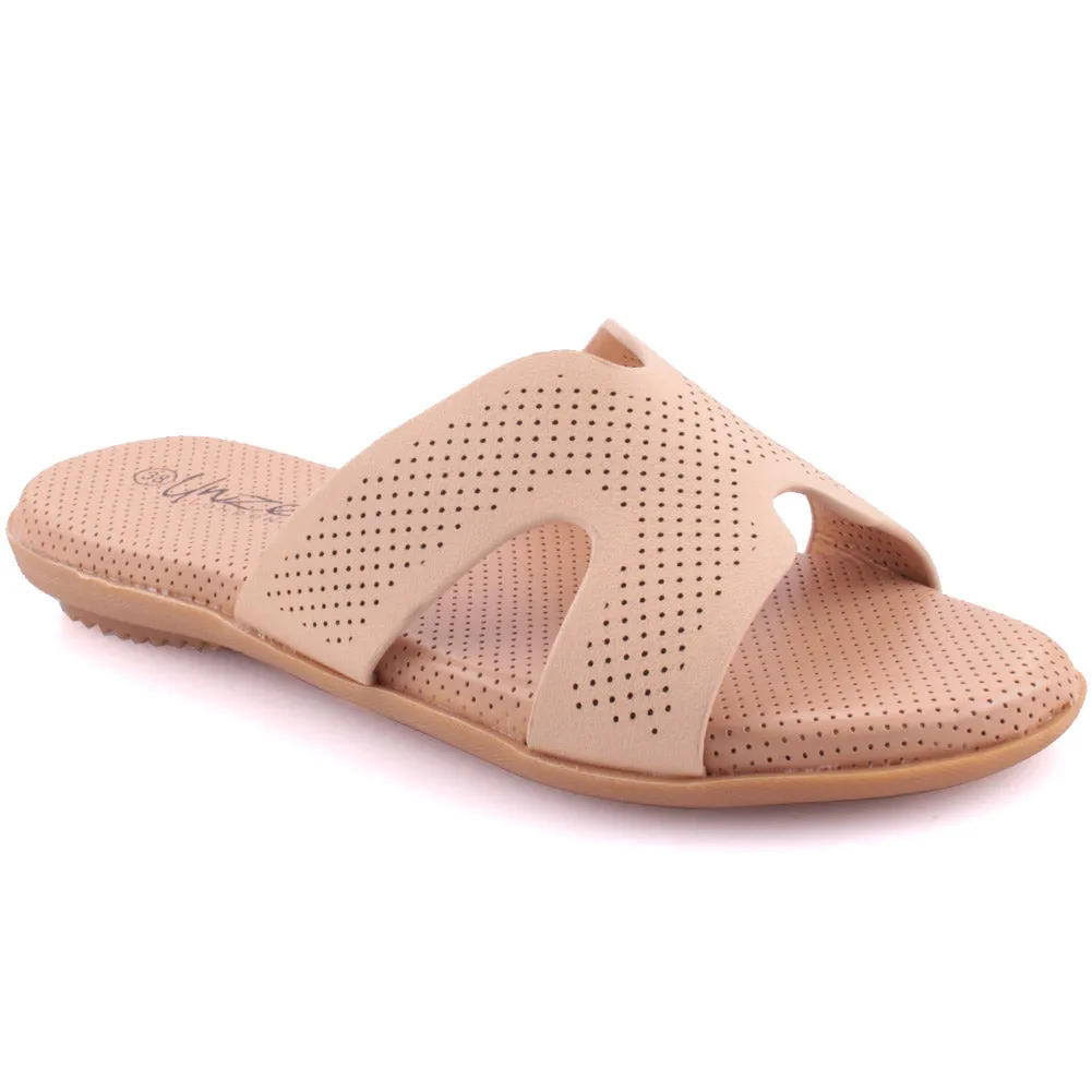 Women “RAE” Open Toe Perforated Slippers