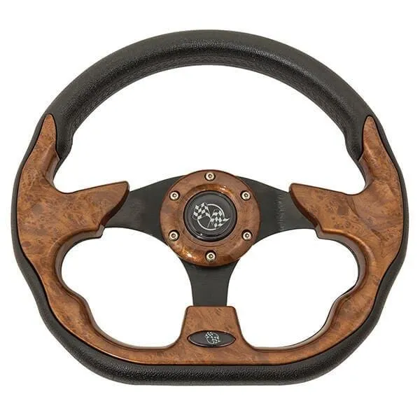 Wood Grain Club Sport Golf Cart Steering Wheel - 12.5"