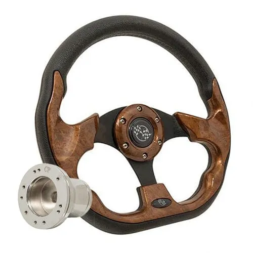 Wood Grain Club Sport Golf Cart Steering Wheel - 12.5"