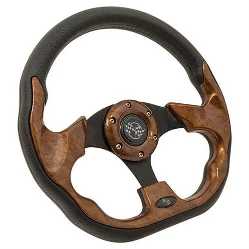 Wood Grain Club Sport Golf Cart Steering Wheel - 12.5"