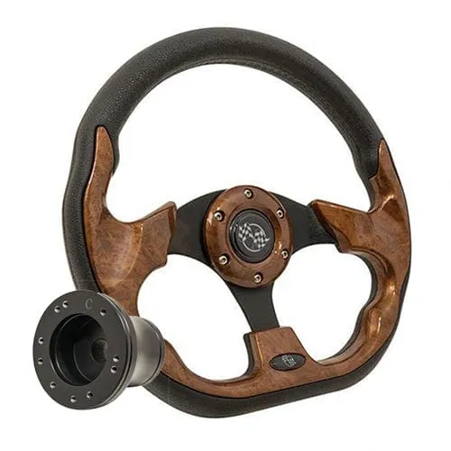 Wood Grain Club Sport Golf Cart Steering Wheel - 12.5"