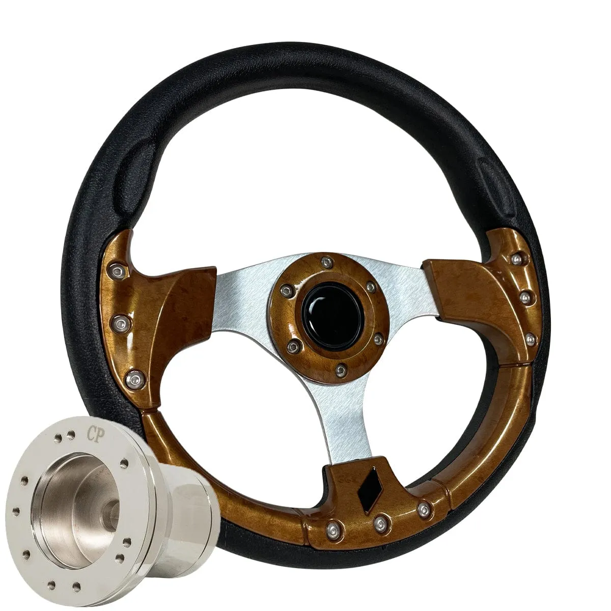 Wood Grain GTA2 Golf Cart Steering Wheel