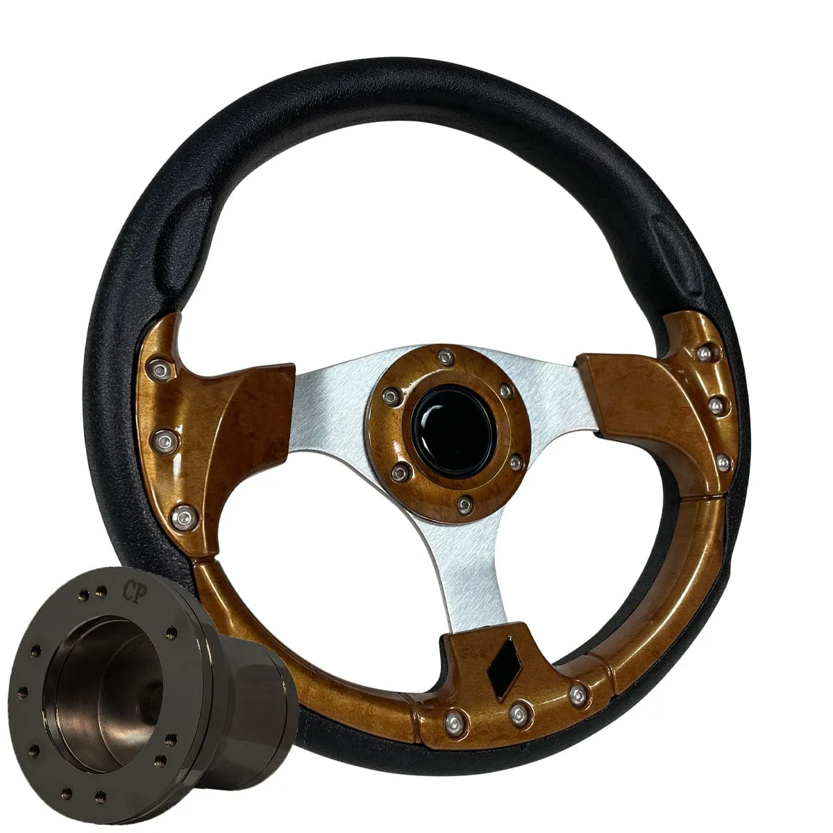 Wood Grain GTA2 Golf Cart Steering Wheel