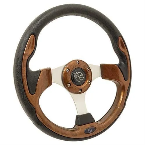 Wood Grain Rally Golf Cart Steering Wheel - 12.5"