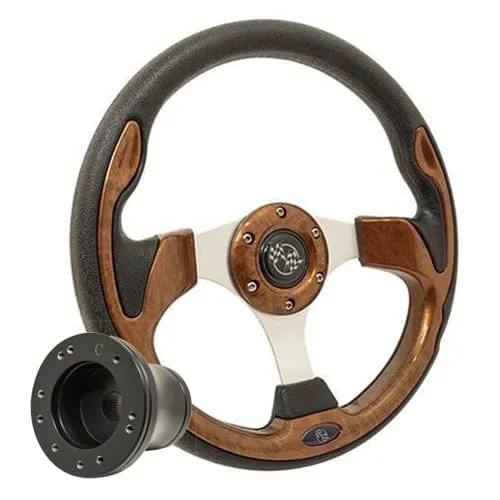 Wood Grain Rally Golf Cart Steering Wheel - 12.5"