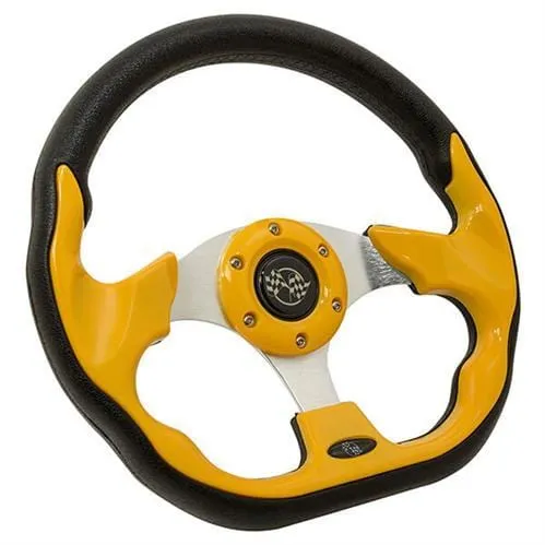 Yellow Club Sport Golf Cart Steering Wheel - 12.5"