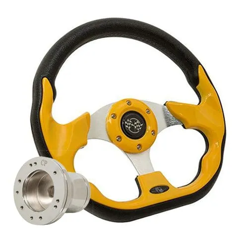 Yellow Club Sport Golf Cart Steering Wheel - 12.5"