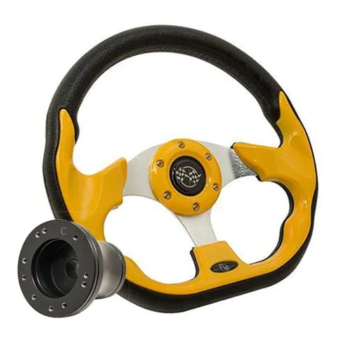 Yellow Club Sport Golf Cart Steering Wheel - 12.5"