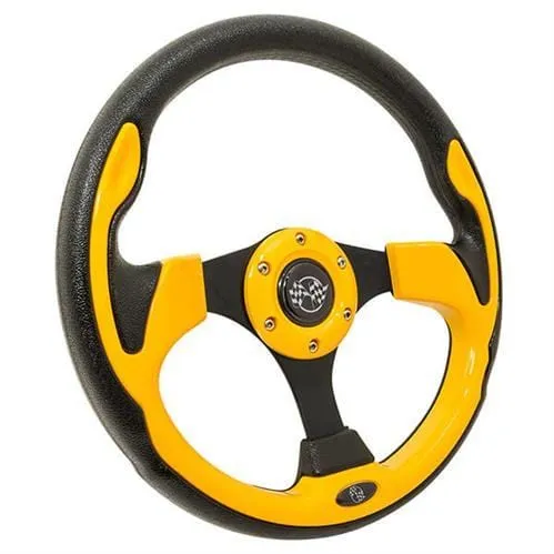 Yellow Rally Golf Cart Steering Wheel - 12.5"